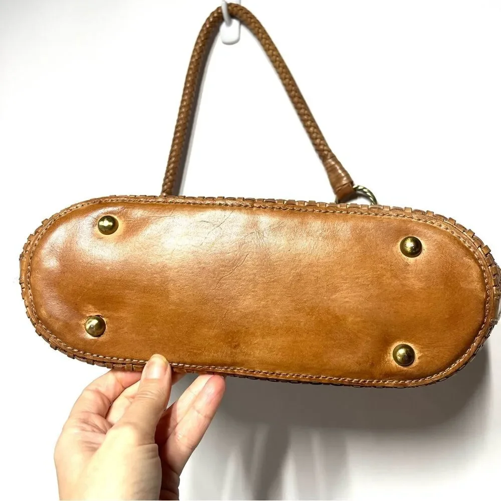 Patricia Nash Woven Leather Castelli Square Hobo in Sand
